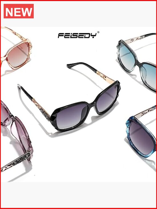 Polarized Square Oversized Sunglasses Sparkling Composite Frame UV400